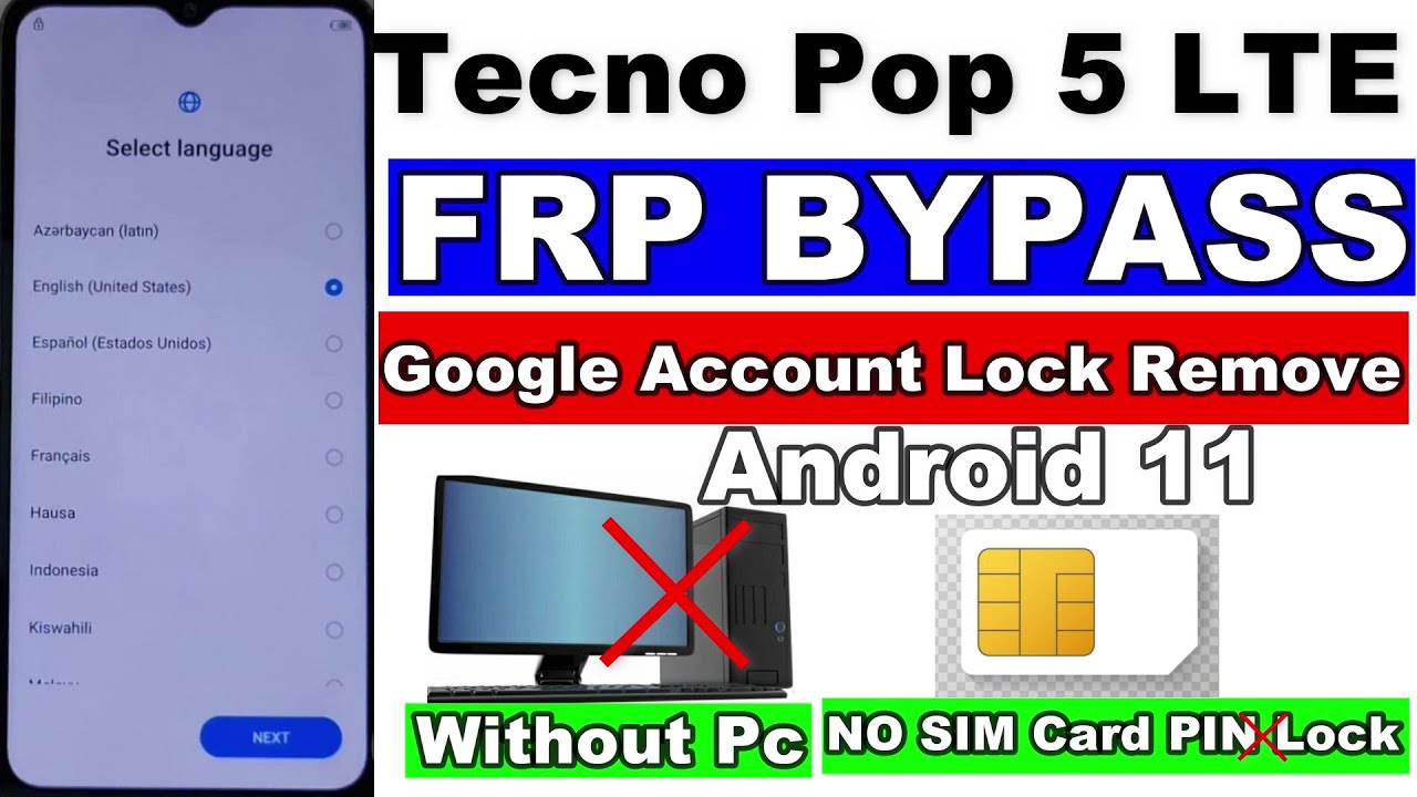 Tecno Pop 5 LTE FRP Bypass Android 11 NO SIM Card PIN Tecno Pop 5 LTE FRP Bypass Android 11 NO SIM Card PIN