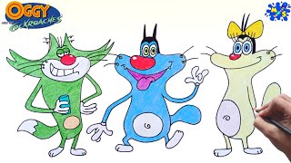 How To Draw Oggy, Jack And Olivia From Oggy And The Roaches Easy Step By Step