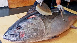 Удивительное мастерство! 500-фунтовый мастер резки гигантского голубого тунца, роскошные сашими