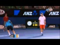 Ball Girl removes a bug from court at Australian Open
