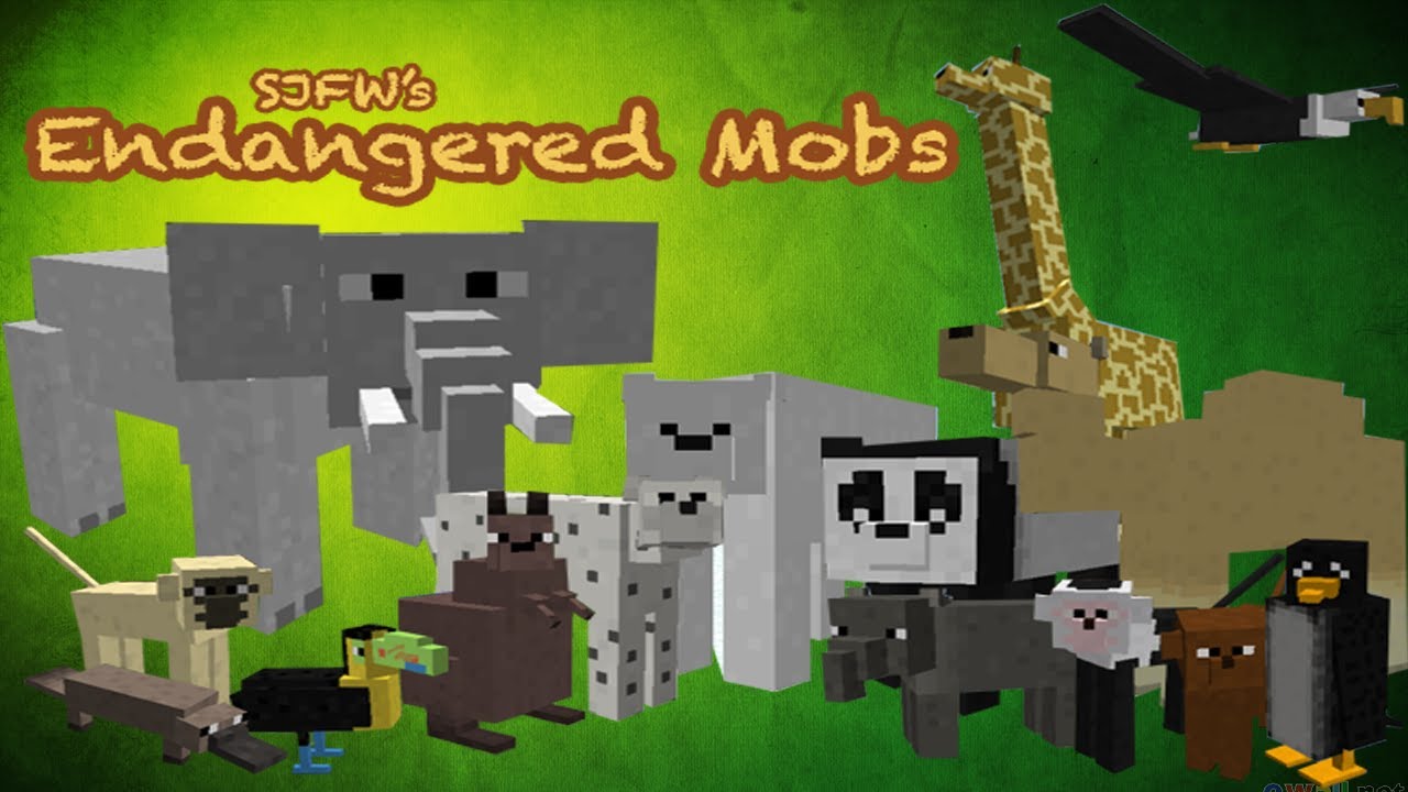 Minecraft Mods Endangered Mobs mod 15 NEW ANIMALS, RIDE ELEPHANTS