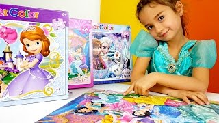 Disney prenses oyun ları. Sihirli puzzle ve yapboz yapıyoruz. Elsa, Anna ve Sofi
