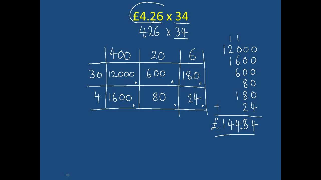Long Multiplication (Grid method) mathscast - YouTube