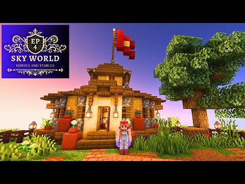 Building a STABLE and STEALING HORSES/ SKY WORLD / survival MINECRAFT / build battle S2 / episode 4