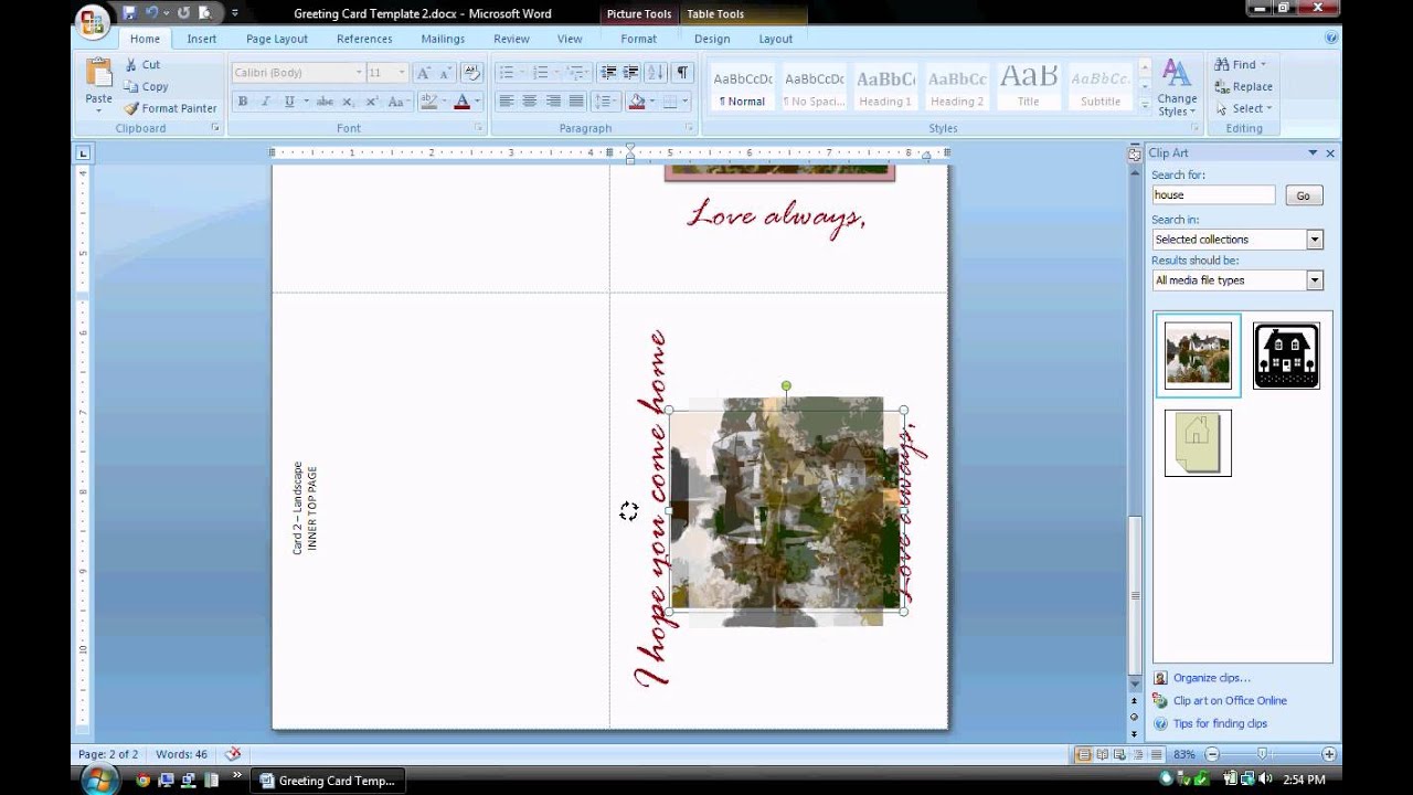 MS Word Tutorial (PART 2) - Greeting Card Template ...