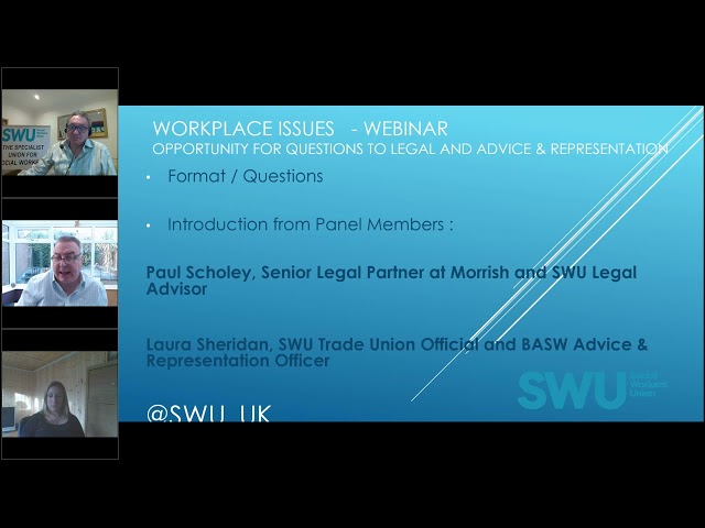 Watch Talk to SWU: Work place issues webinar on YouTube.