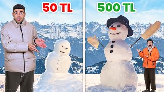 50 Tl Vs 500 Tl Kardan Adam Ucuz Ve Pahalı Kardan Adam Yapımı