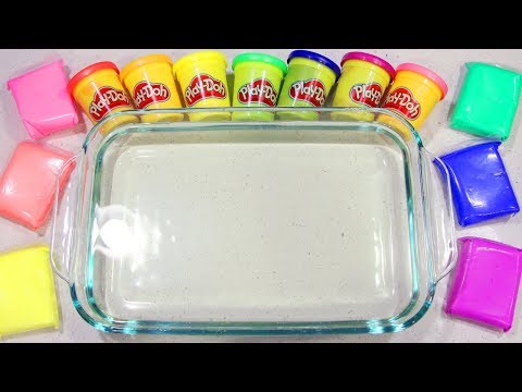 Mixing Play Doh & Soft Clay into Satisfying Ultra Clear Slime!