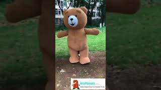 adults inflatable Teddy Bear Mascot costume walking in the park funny mascot costumes