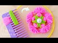 Super Easy Woolen Flower Making Ideas with Hair Comb - Hand Embroidery Amazing Flower Design