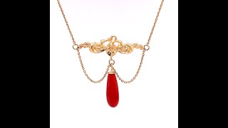 14K Nouveau Iris Coral Festoon Necklace J4850