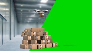 Drone Quadrocopter Delivers A Package - Green Screen - Free Use