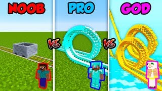 Minecraft NOOB vs. PRO vs. GOD: ROLLER COASTER CHALLENGE in Minecraft!