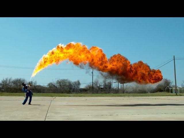 Giant Flamethrower In Super Slow Motion - Video