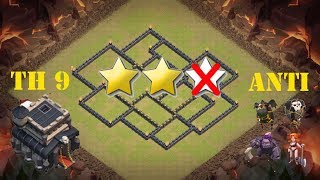 The strongest war base: Base war TH 9 terkuat (replay attact) Juni 2017 - tipe 50