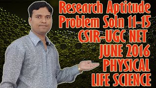158. UGC-CSIR NET |General Aptitude prob 11- 15 | Physical, Life Science June 2016 @ 3/4