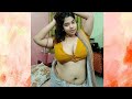 Curvy aunty huge cleavage open blouse after bath and deep navel #viraldesireelz || Viral Desi Reelz