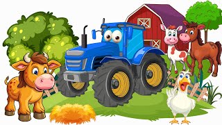 Домашние Животные И Трактор, Паровозик И Другие Машинки - На Ферме. Мультики Для Детей