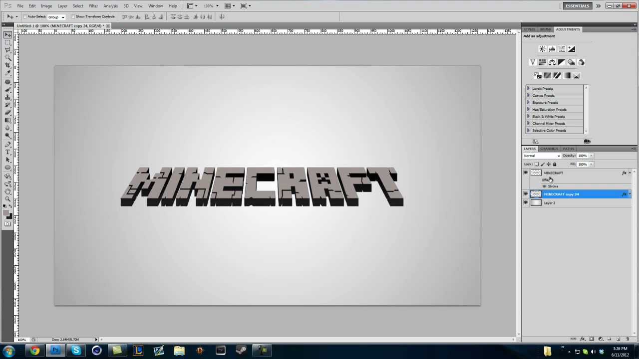 How to make a Minecraft 3D Text in Photoshop - YouTube