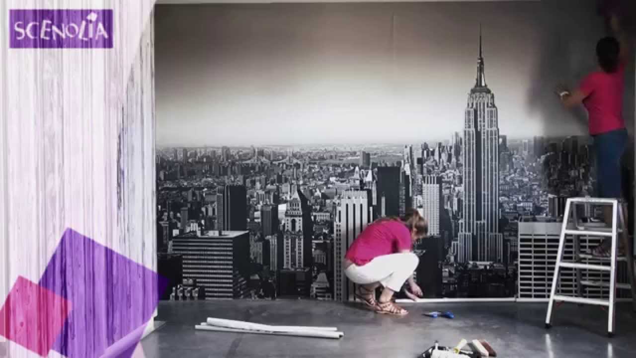 Pose de papier peint panoramique textile en lés - Notice de pose - YouTube