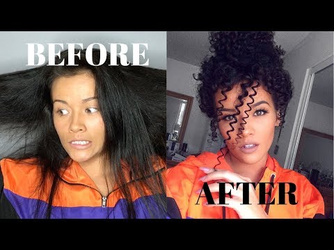 Heatless Straight to Curly Hair Tutorial | Straw Curls - YouTube