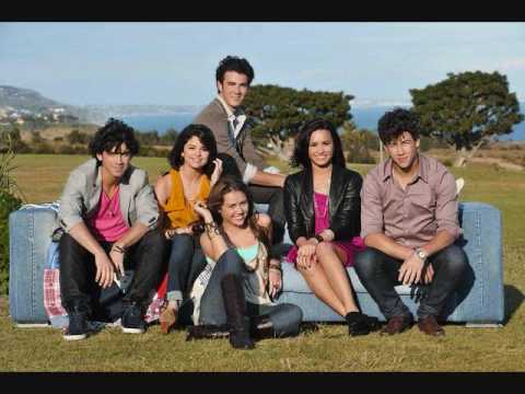 Jonas Brothers Demi Lovato Miley Cyrus and Selena Gomez singing the song 