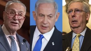 Bibi Holds Conference With Republicans, Gives MAJOR Side-Eye To Chuck Schumer #T