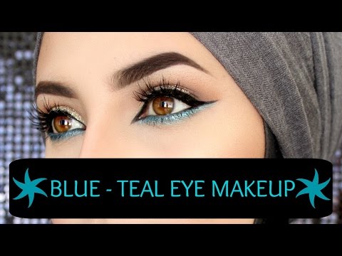 Blue - Teal eye makeup - Zezahbaragbah - YouTube