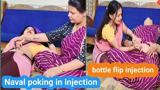 Navel Poke In Injection Bottle Flip Belly On Injection Funny Video Video Requested Video
