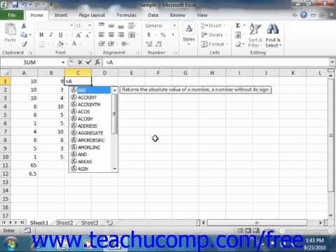 Tutorial On Excel 2010 Formulas | excel 2010 tutorial writing formulas microsoft training Tutorial On Excel 2010 Formulas | excel 2010 tutorial writing formulas microsoft training