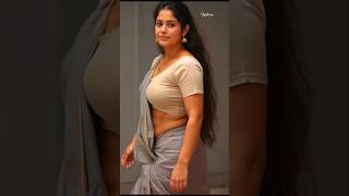 How To Style Like Yazhini 58 Beautiful Grey Saree With Cream Short Sleeved Blouse