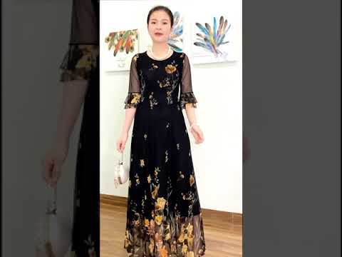 Váy Đầm thời trang trung niên cao cấp LadyShop maxi ren bèo hoa chân TK588 Gọi Ngay 0977.805.355