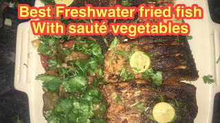 Best tender fried freshwater fish with sauté vegetables 🌶