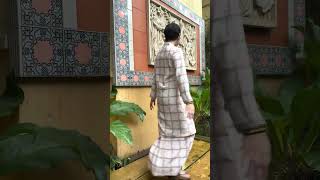 Dosai Printed Kurung In Peach