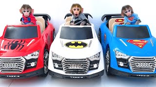 Monkey Baby Bon Bon Turns Into A Superman And Driving A Car To Bring Ducklings Home