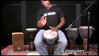 X8 Drums Ramadan Professional Djembe, 10" Head x 20" Tall