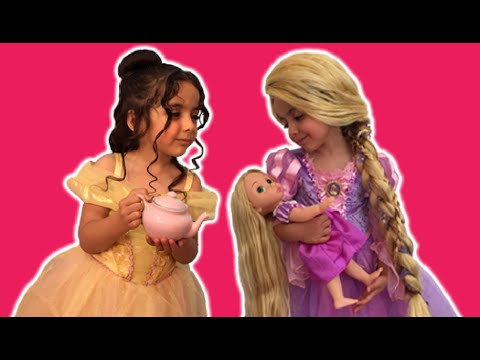 PRINCESS TEA PARTY (PART 1) - Cake, Elsa Toys and Dolls - Princesses In Real Life