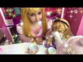 PRINCESS TEA PARTY (PART 1) - Cake, Elsa Toys and Dolls - Princesses In Real Life