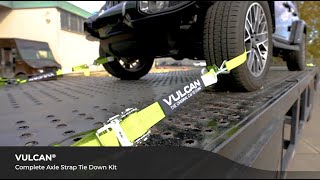 VULCAN Complete Axle Strap Tie Down Kit with Snap Hook Ratchet Straps - High-Viz