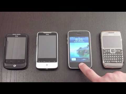 HTC Wildfire vs HTC Legend vs Apple iPhone 3Gs vs Nokia E71 - Form Comparison
