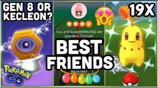 CATCHING GEN 8 OR KECLEON IN POKEMON GO | 1ST BEST FRIEND & 19 SHINY CHIKORITA