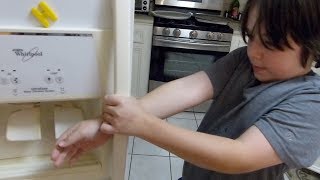 Rowan gets stuck in a freezer handle! Rowan gets stuck in a freezer handle!