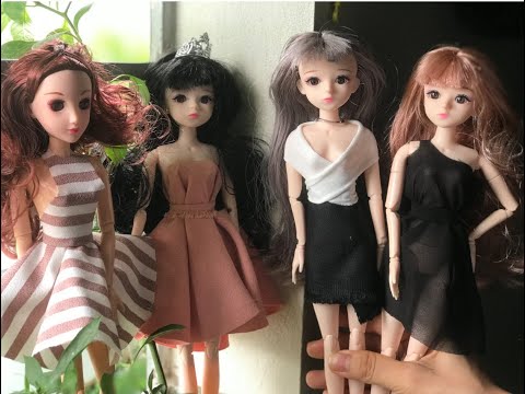 #6 4 cách làm váy cho búp bê không cần kim chỉ |4 ways to make a doll dress without needles (Phần 1)