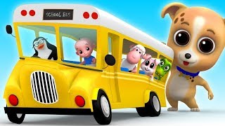 Wheels on the Bus | Nursery Rhymes & Kids Songs - Junior Squad Cartoons