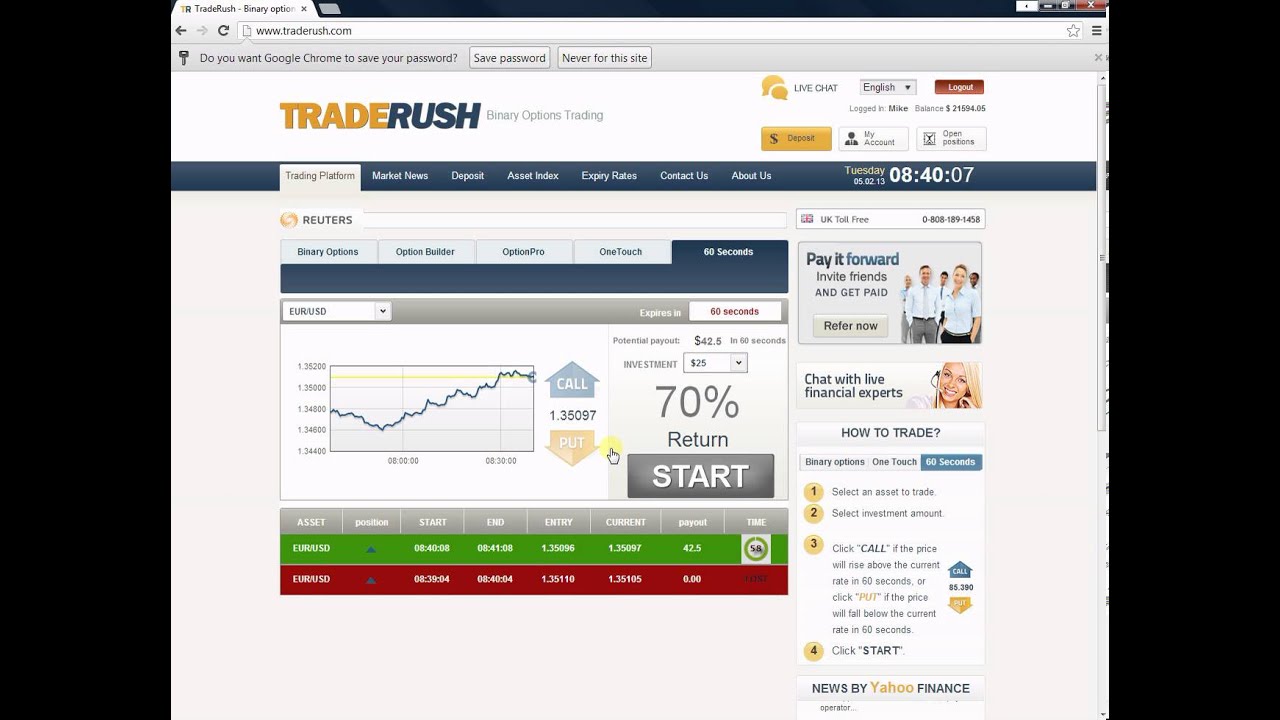 Binary options demo youtube