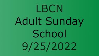 Sunday School 9/25/2022