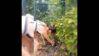 Striptease In The Countryside With An Ax