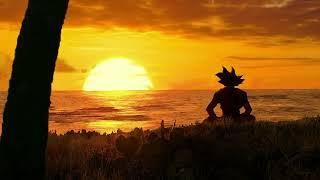 Goku Meditating While Facing The Sunset