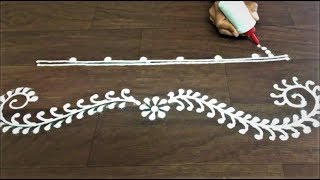simple and attractive border rangoli by gauri || daily border rangoli design for pooja