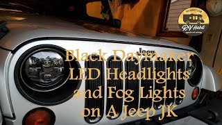 Jeep Wrangler JK Black Daymaker 7" LED Headlights / Cree Fog Lights - How to Install and Review